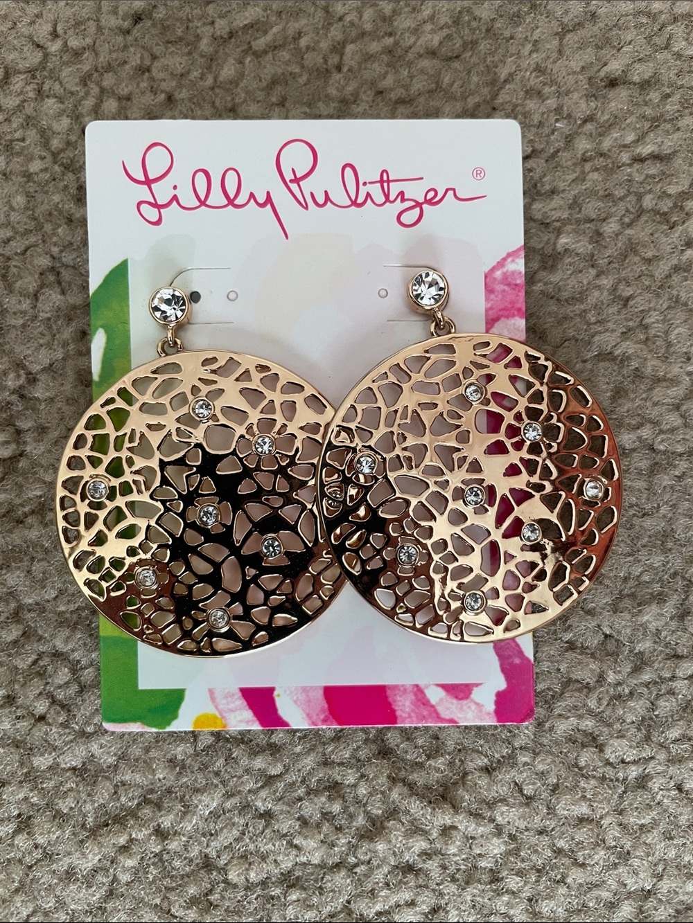 Lilly Pulitzer Gold Metal Filigree Drop Earrings